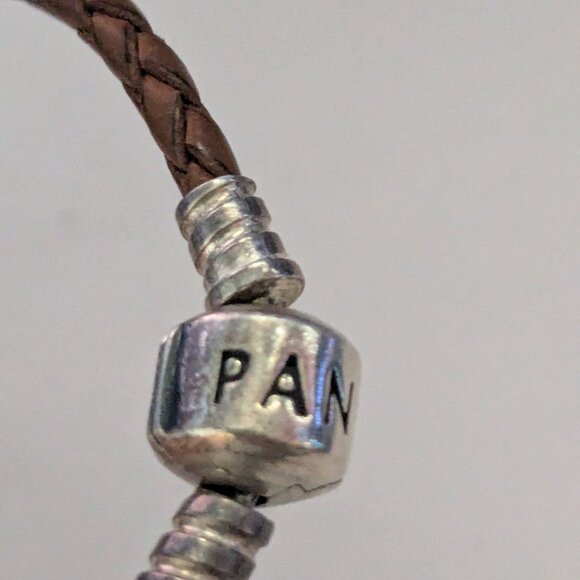 PANDORA Brown Leather Choker Rope Chain Double Wrap Bracelet - Picture 2 of 6